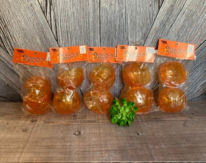 10 Vintage Pumpkin Treat Containers Party Favor Goodie Bags Plastic
