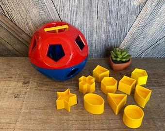 Vintage (Used)Tupperware Shape Ball Shape-O Ball to Teach Kids Shapes and Numbers Toddler Toy Shape Sorter Ball Puzzle COMPLETE Ellathesella