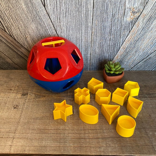 Vintage Tupperware Shape Ball Shape O Ball to Teach Kids Shapes and Numbers Toddler Toy Shape Sorter Ball COMPLETE Shape Puzzle Ellathesella