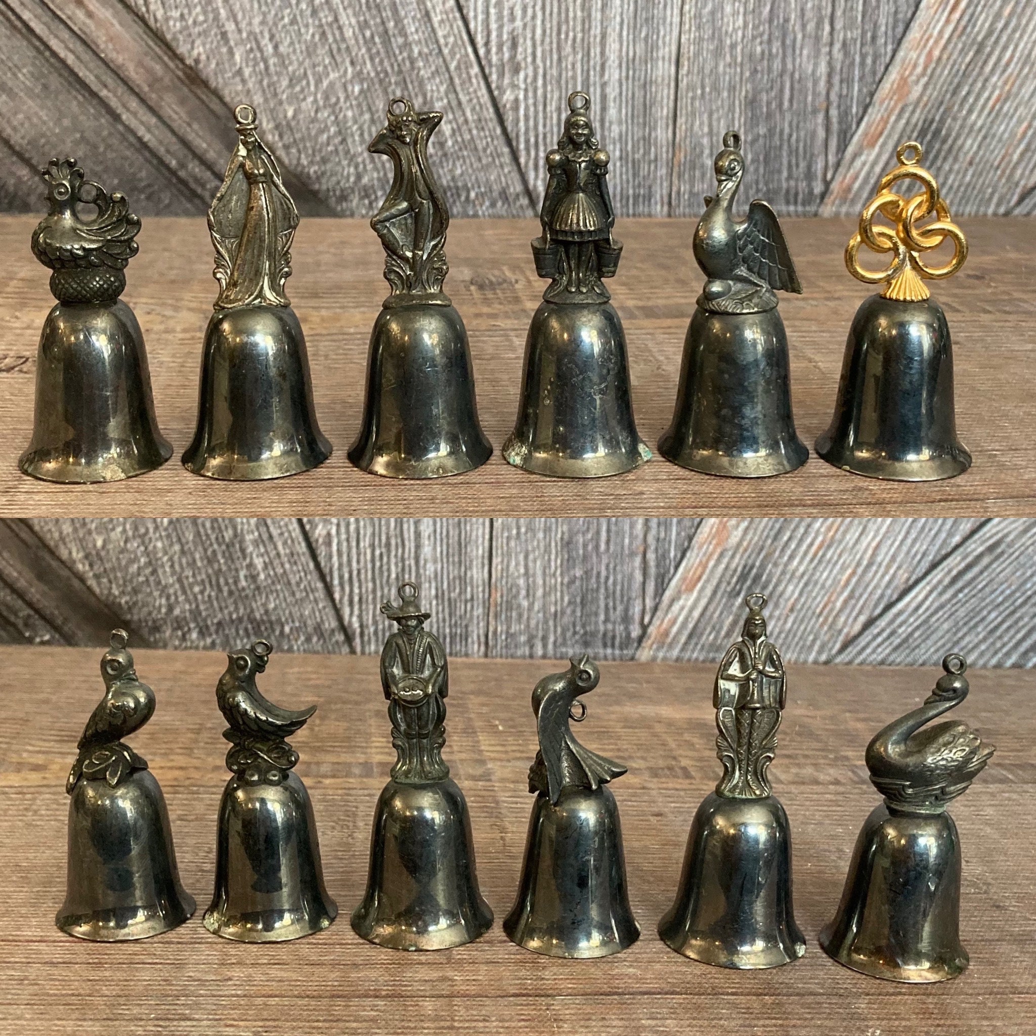 Vintage 12 Days of Christmas Bell Set, Reed and Barton R & B