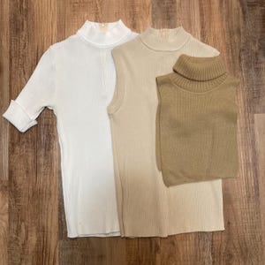 3 Vintage Turtleneck Dickies, 70&#39;s knit Acrylic Faux Turtleneck, Fake Collar, Dicky, Mock Collar, Look like you&#39;re wearing a turtleneck