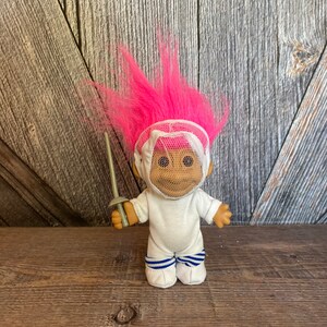 Vintage Troll Doll {Fencer Fencing Troll} Russ Berrie 5 inch Troll Vintage Troll Doll Fencing Sport Rare Gift for Coach Sword White Mask