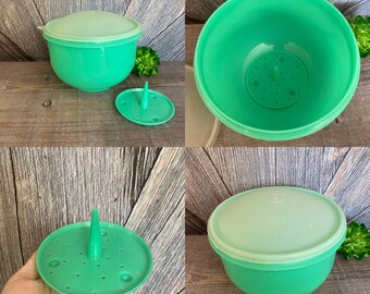 Vintage Tupperware Lettuce Crisper {Plastic Tupper Ware Lettuce Bowl  Jadeite Green Bowl} Pick 1 Batter Bowl Baking Kitchen Wedding Gift