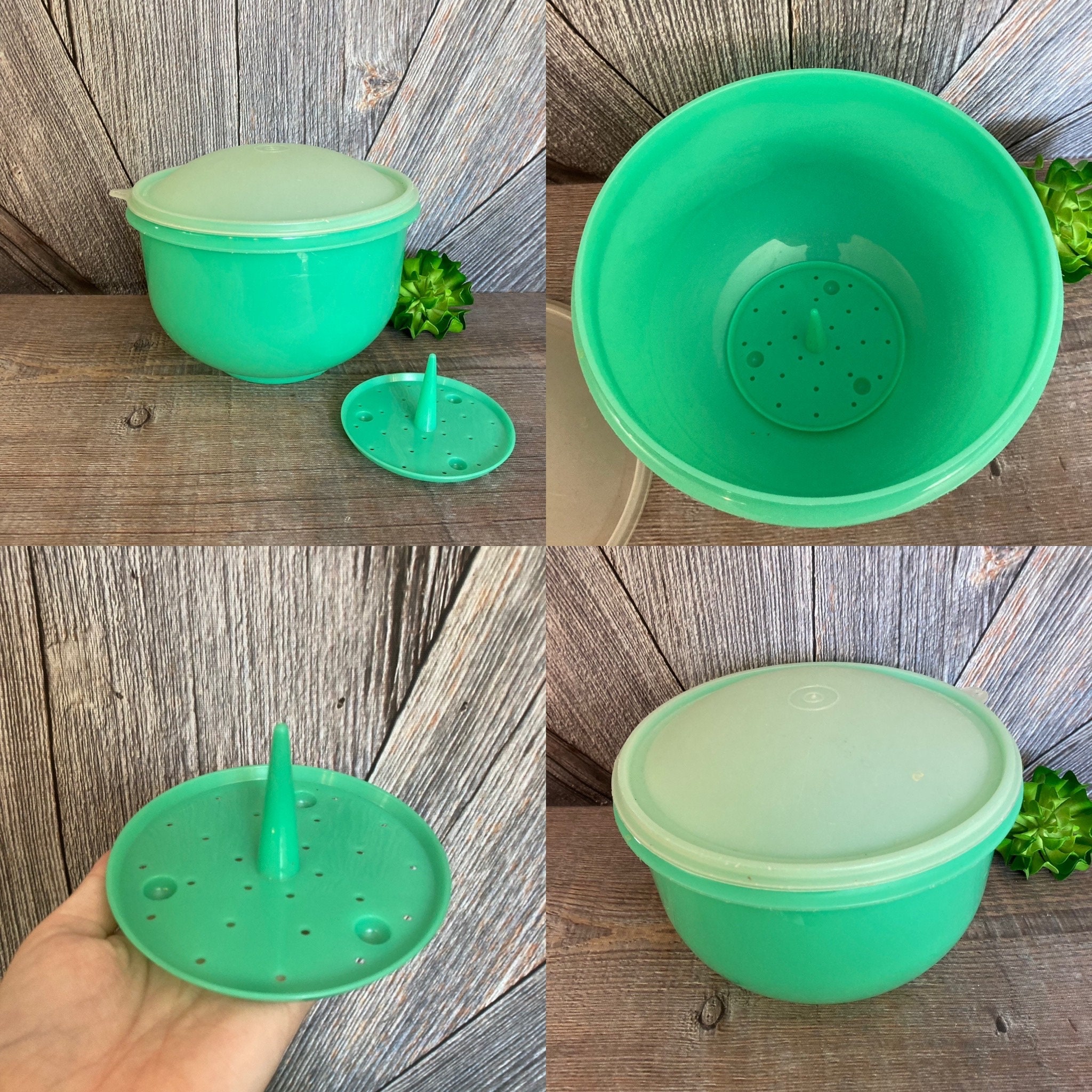 Round Plastic Lettuce Crisper Salad Keeper Bowl,3 Pieces.EUC