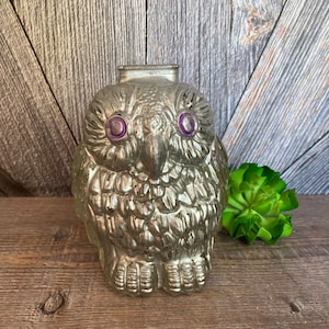 Vintage Owl Piggy Bank Glass Wise Old Owl Bank {Vintage Coin Bank Piggy Bank} Bank small Baby Shower Gift Painted Glass Owl Vintage Decor