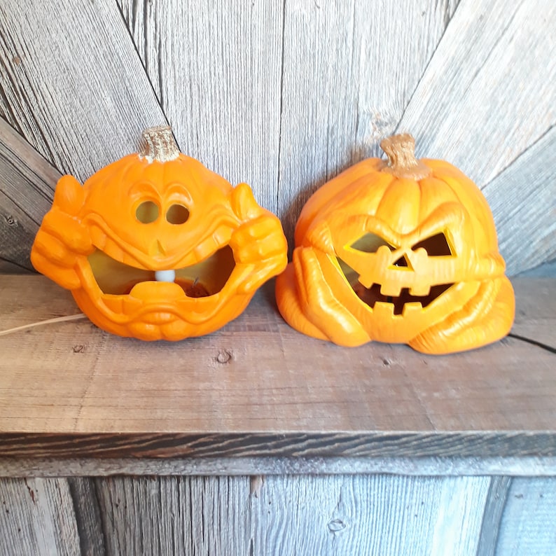Vintage Halloween Pumpkin Light Foam Blow Mold 1990s Trick or Treat ...