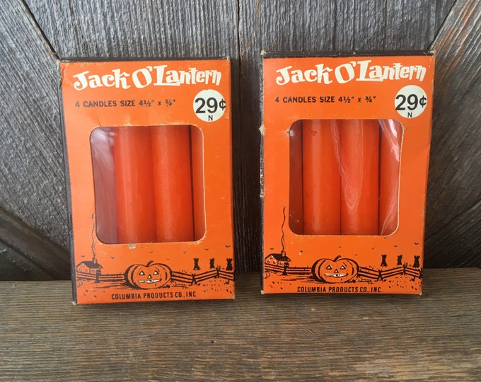Vintage Jack O' Lantern Candles Columbia Products Halloween Pumpkin