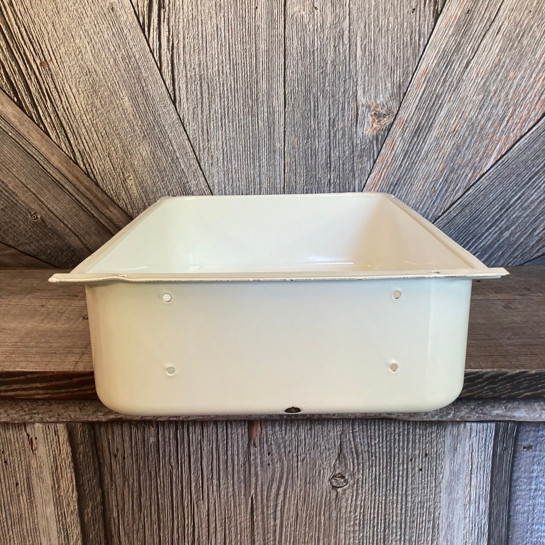 Vintage Refrigerator Drawer Enamel Fruit Crisper Drawer Enamelware ...