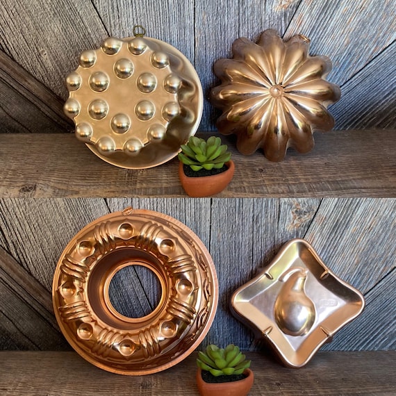 Vintage Jello Molds Copper Metal Farmhouse Decor Wall Hanging