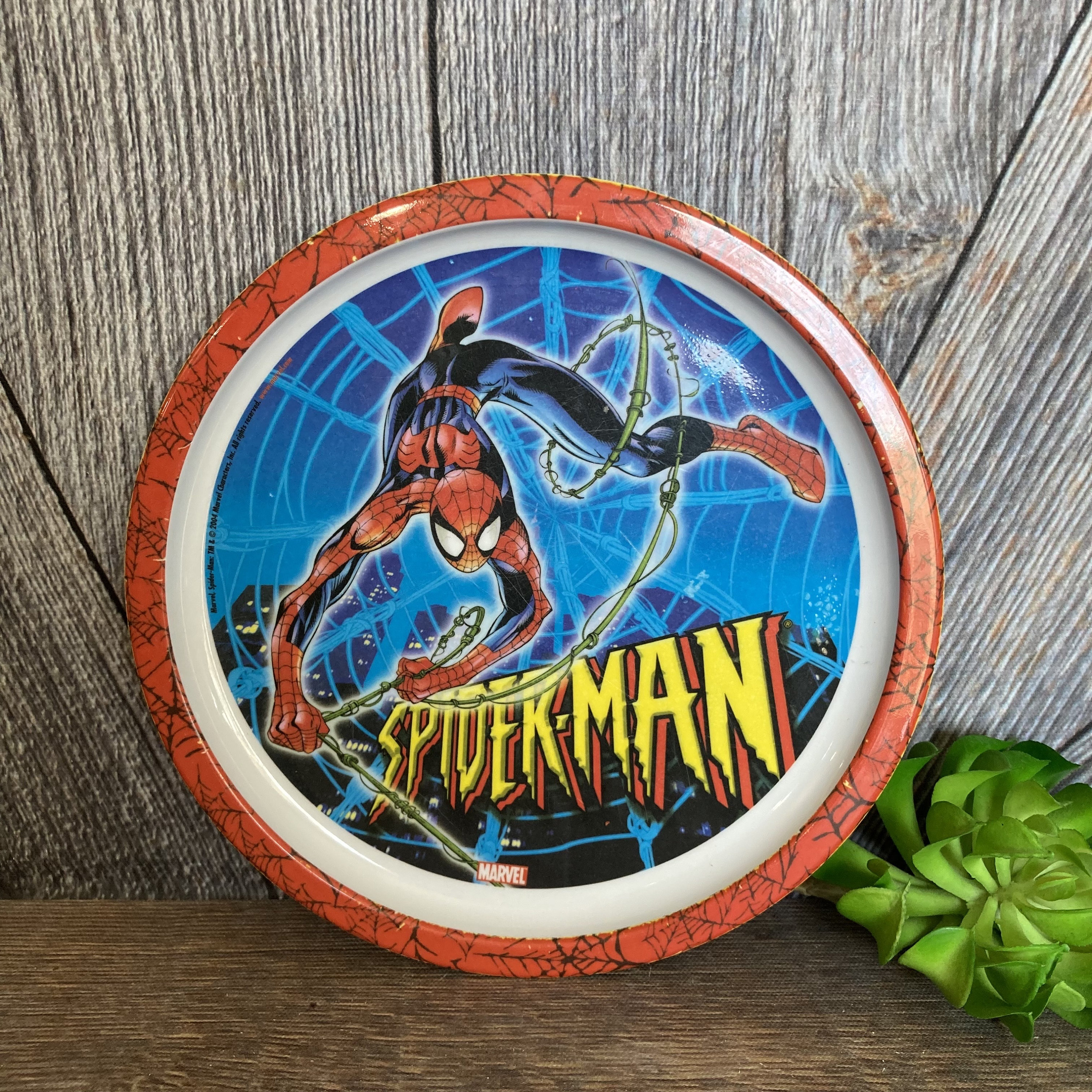 Vintage Spider-man Plate {Marvel Spider Man Zak Designs Plastic Kid Play Dishes Baby Plate} Fiesta de cumpleaños de superhéroes Melmac Boy Toy