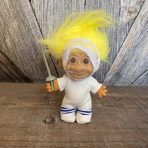 Vintage Fencing Troll Doll {Fencer Fencing} Russ Berrie 5 inch Troll Vintage Troll Doll Fencing Sport Rare Gift for Coach Sword White Mask