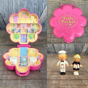 Vintage Polly Pocket Set {Mr.Fry's Restaurant Compact Polly Pocket} COMPLETE Bluebird 1990 French Restaurant Cafeteria Chef Waitress Waiter