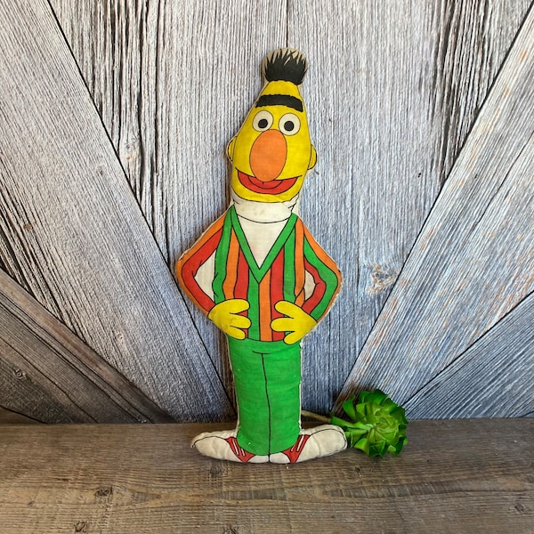 Vintage Bert Plush Doll Cut and Sew Handmade Muppets Inc Sesame Street Toy 19 inch Children's room decor Display toy from Bert and Ernie