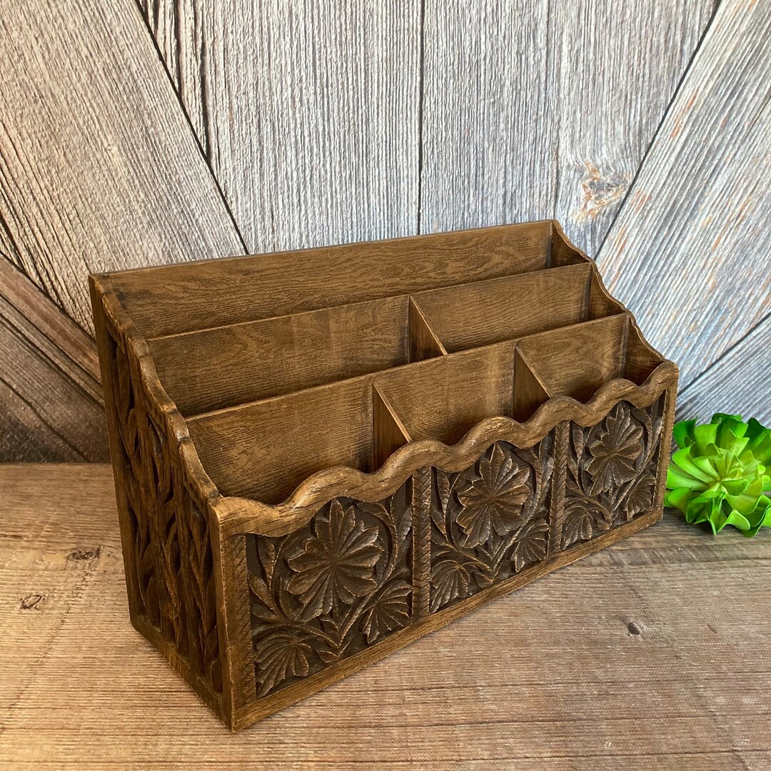 Vintage Mail Sorter Letter Organizer Woodlook Wooden Plastic Etsy