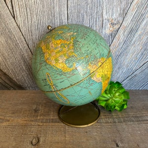 Vintage Globe 7 inch terrestrial globe Cram's Universal George F Cram Co Wedding Decor Office Decor Homeschool Supply