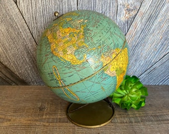 Vintage Globe 7 inch terrestrial globe Cram's Universal George F Cram Co Wedding Decor Office Decor Homeschool Supply