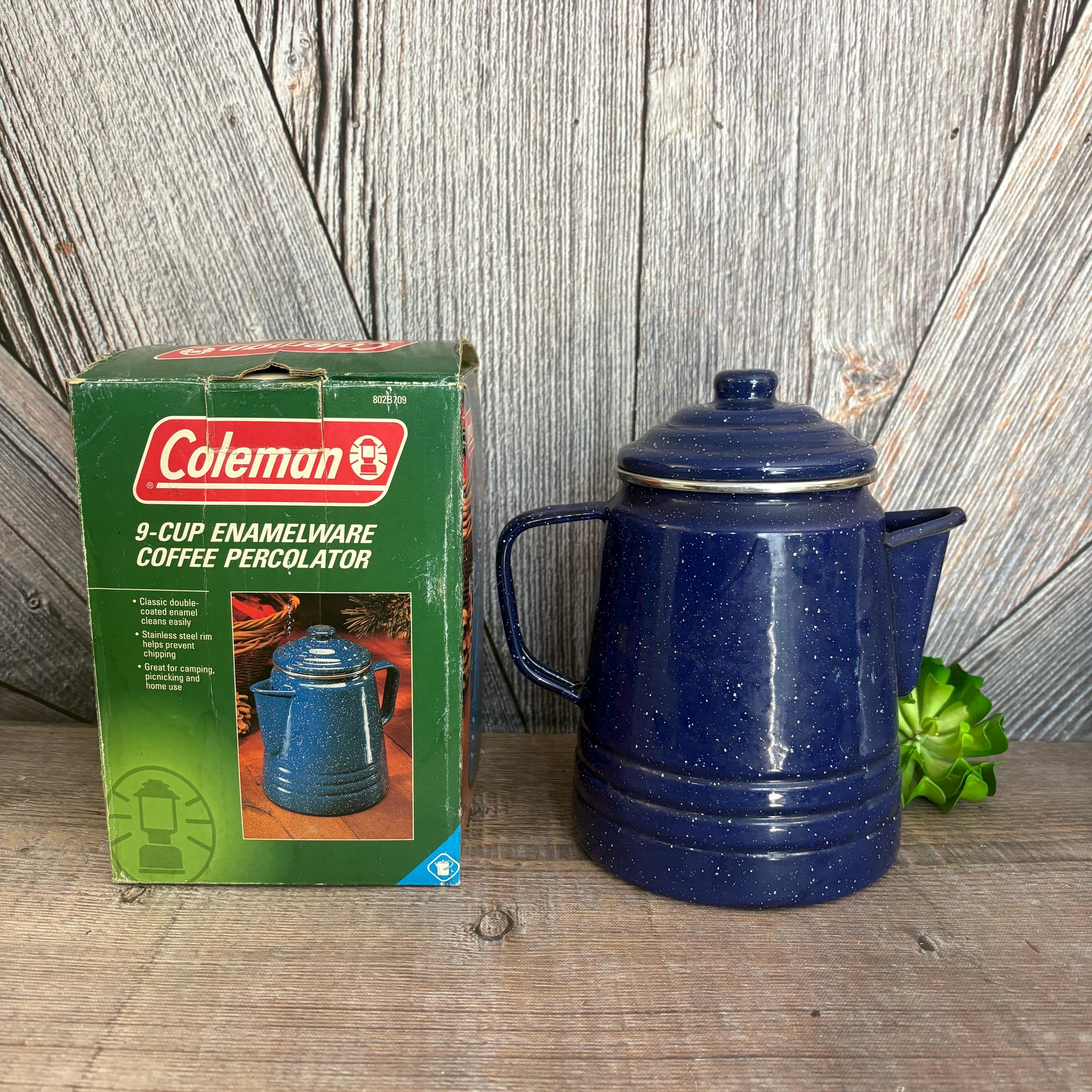 Enamel Coleman Enamelware Coffee Percolator, 9 Cups, Coffee Pot