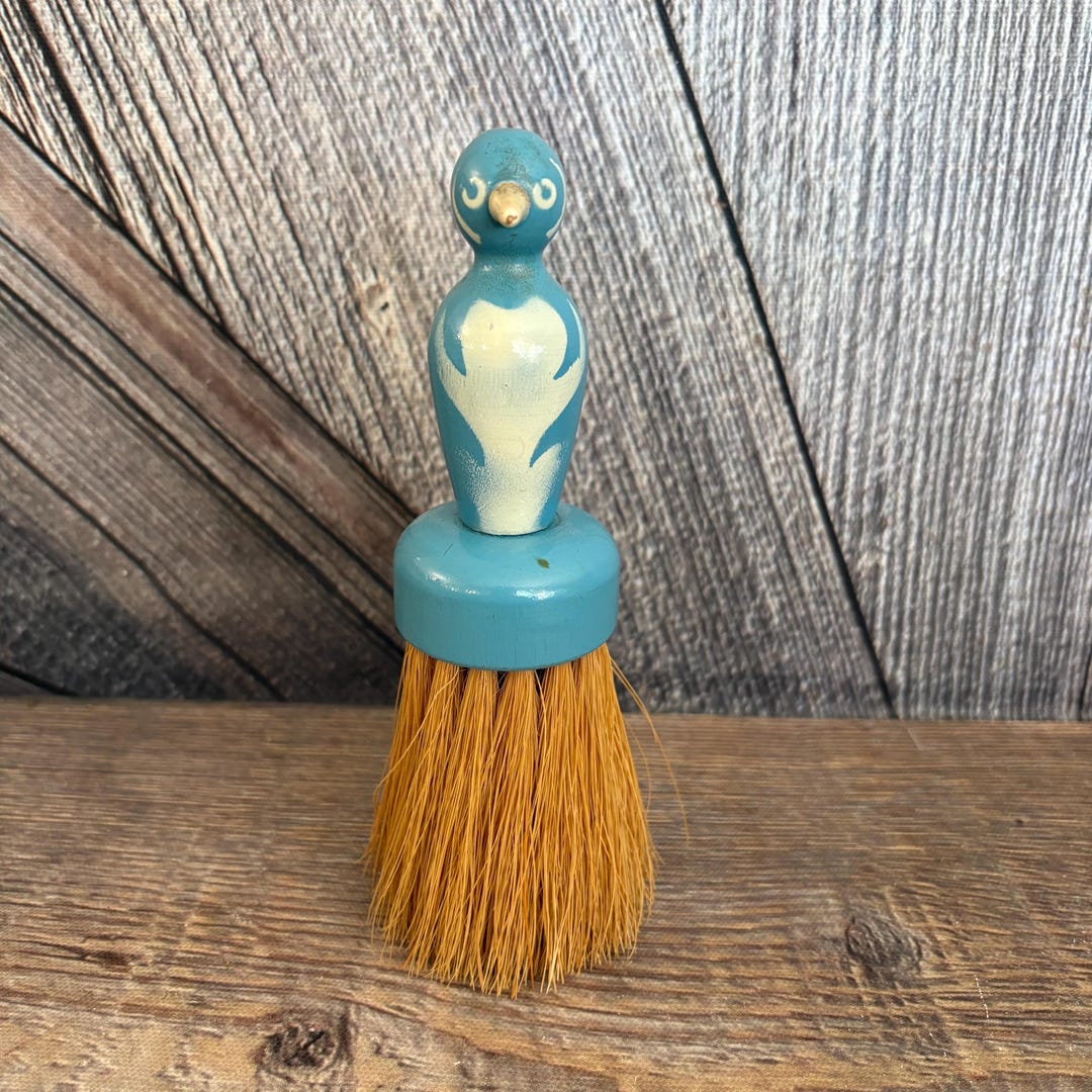 Vintage Wooden Bird Clothes Brush, Whisk Broom, Crumb Brush, Blue Bird ...