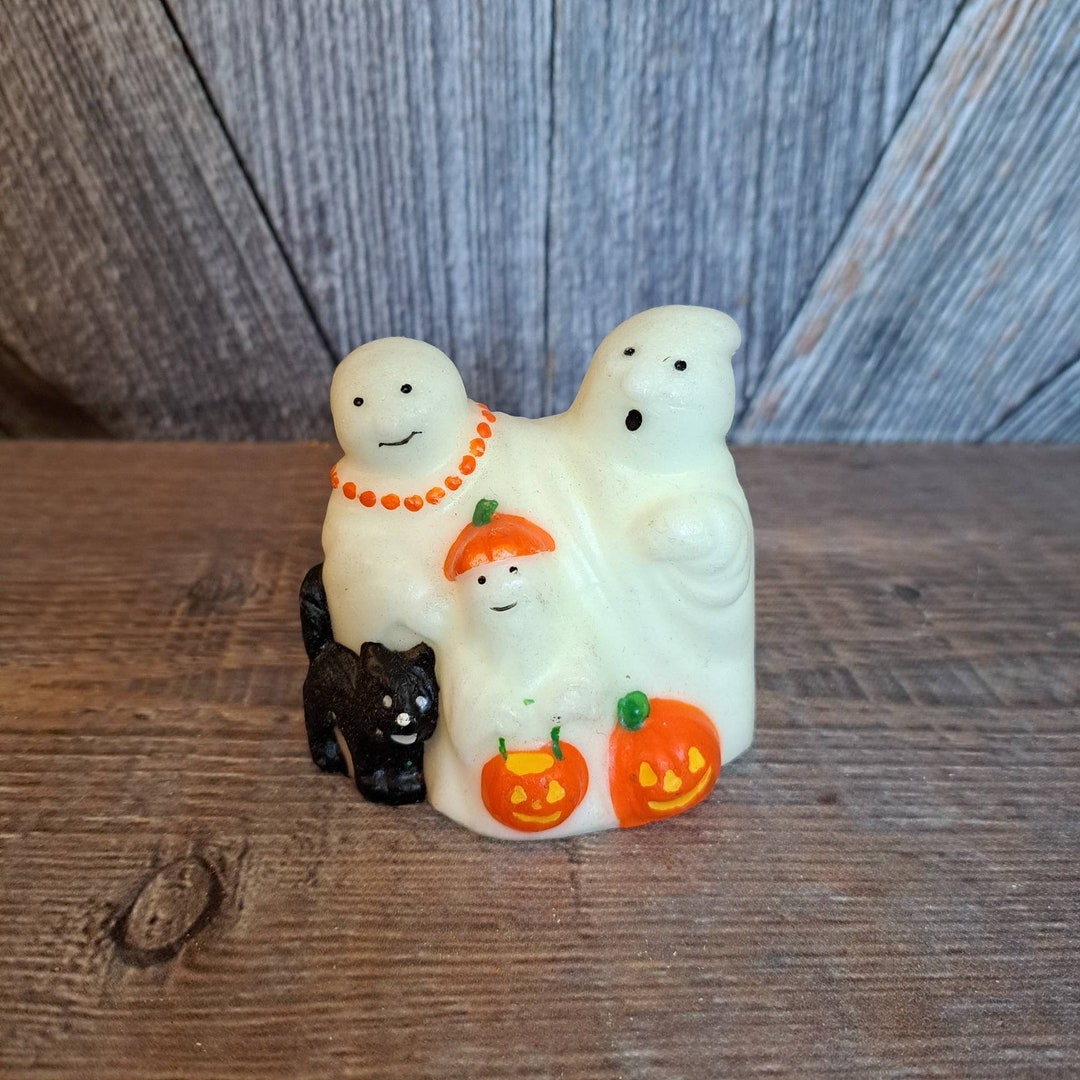 Vintage Avon Halloween Candle Ghost Pumpkin wax Glow in the Etsy