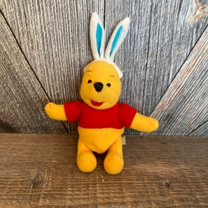 Vintage Pooh Bean Baby Easter {Classic Winnie Pooh Bear 6 inch Mini Bean Bag} The Disney Store Exclusive Stuffed Animal Baby Shower Nursery