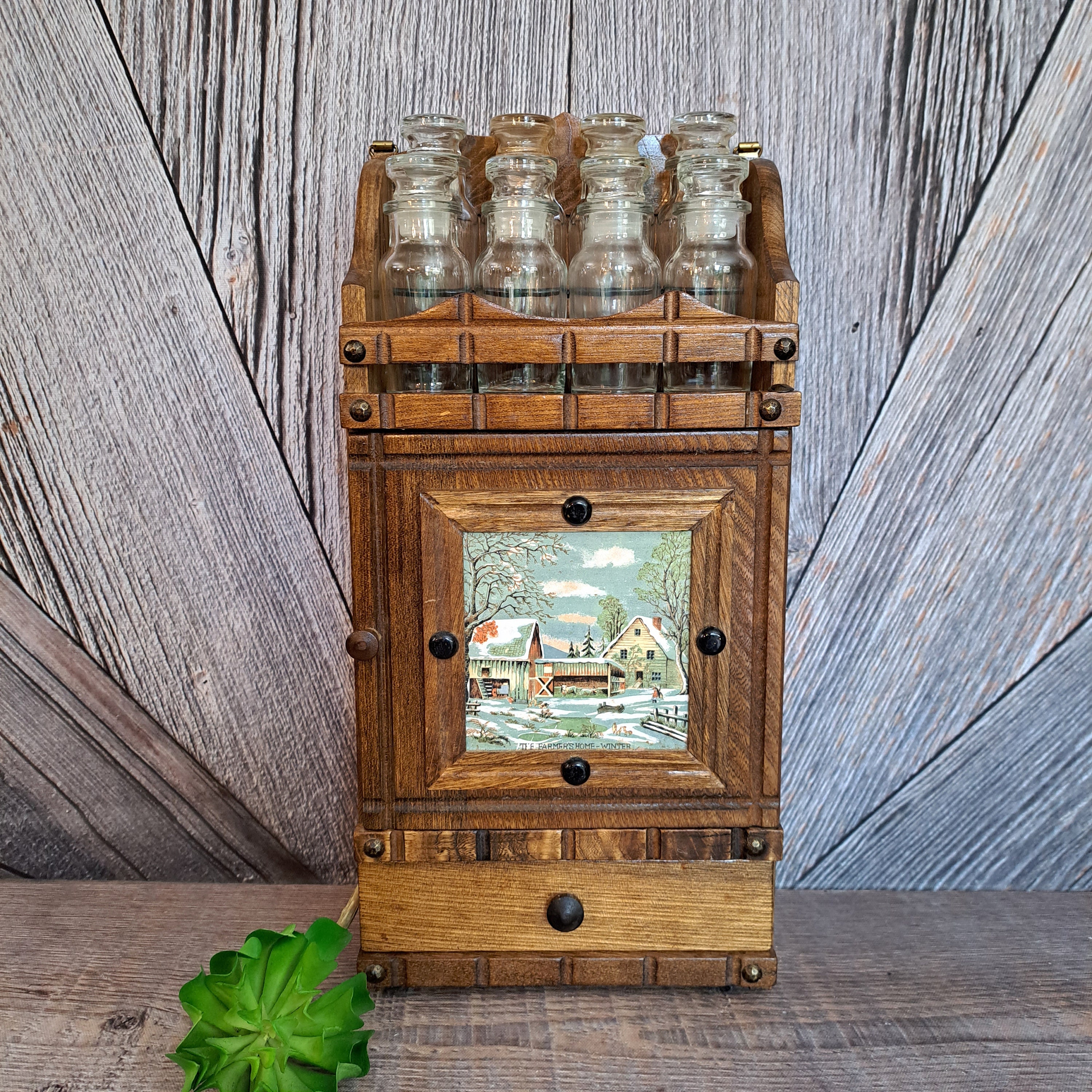 Kamenstein 20 Jar Vintage Revolving Countertop Spice Rack Organizer with Spices  Included