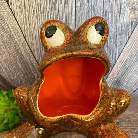 Vintage Ceramic Frog Handmade Painted Toad Gift for Friend Garden