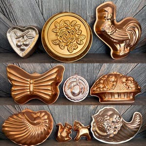 Vintage Jello Molds Copper Metal Farmhouse Decor Wall Hanging Decor Chicken Cherry Butterfly Pick 1 Cake Pan Homemade Cake Baking Mold