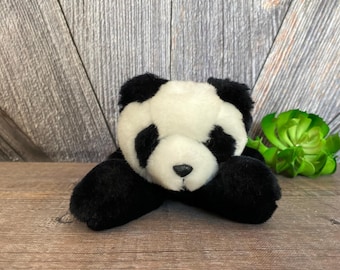 Vintage Panda Bear Plush, Zoo Panda, Black and White Bear, Stuffed
