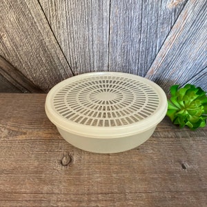 Vintage Tupperware Colander {1830 Plastic Tupper Ware Strainer Lid} Round Berry Washer Wedding Gift Kitchen 7.5 inch Tupperware Colander