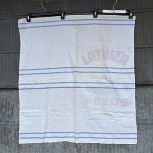 Vintage Latimer Feeds Sack Cotton Muslin Sack Latimer Grain Co Latimer Iowa open panel sack Iowa advertising. Great for projects or towel.
