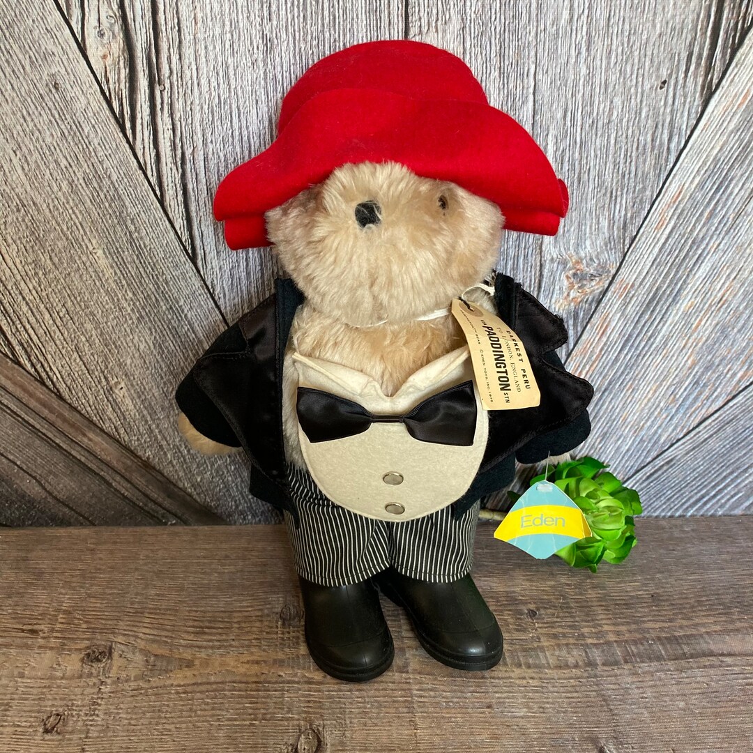 EDEN パディントンベア 1975 ヴィンテージ 紙タグ付き Vintage 1975 Paddington Bear Stuffed Animal Plush Toy w Blue Coat