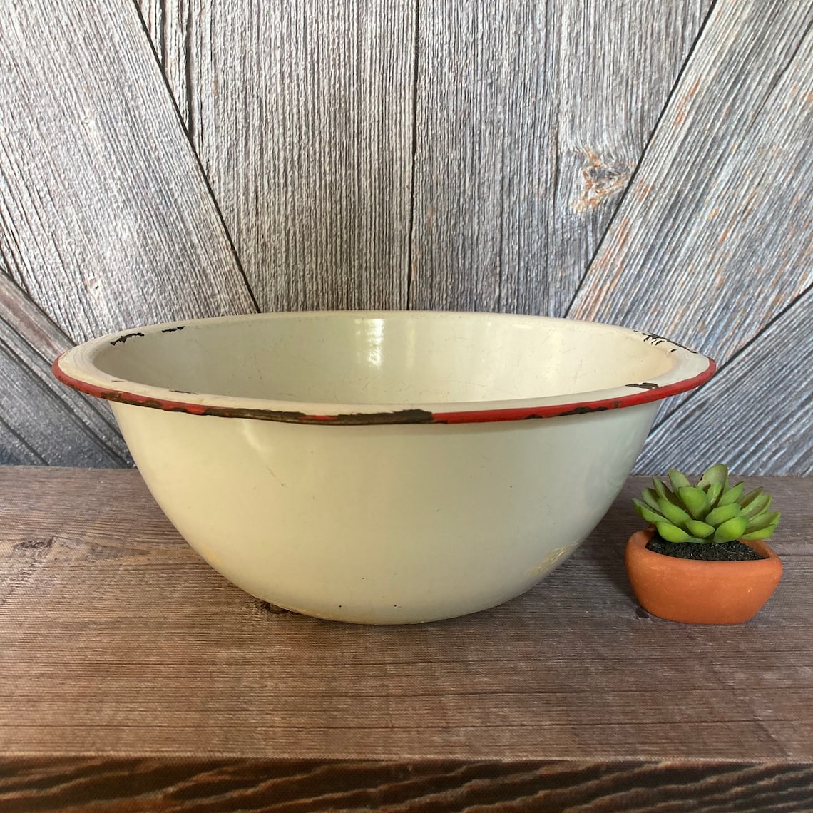Vintage Enamel Bowl Large 12 Inch Bowl Enamelware Basin Herbs Etsy