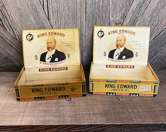 king edward tobacco box Cigar Box-cardboard 2 Vintage Cigar Boxes Vintage