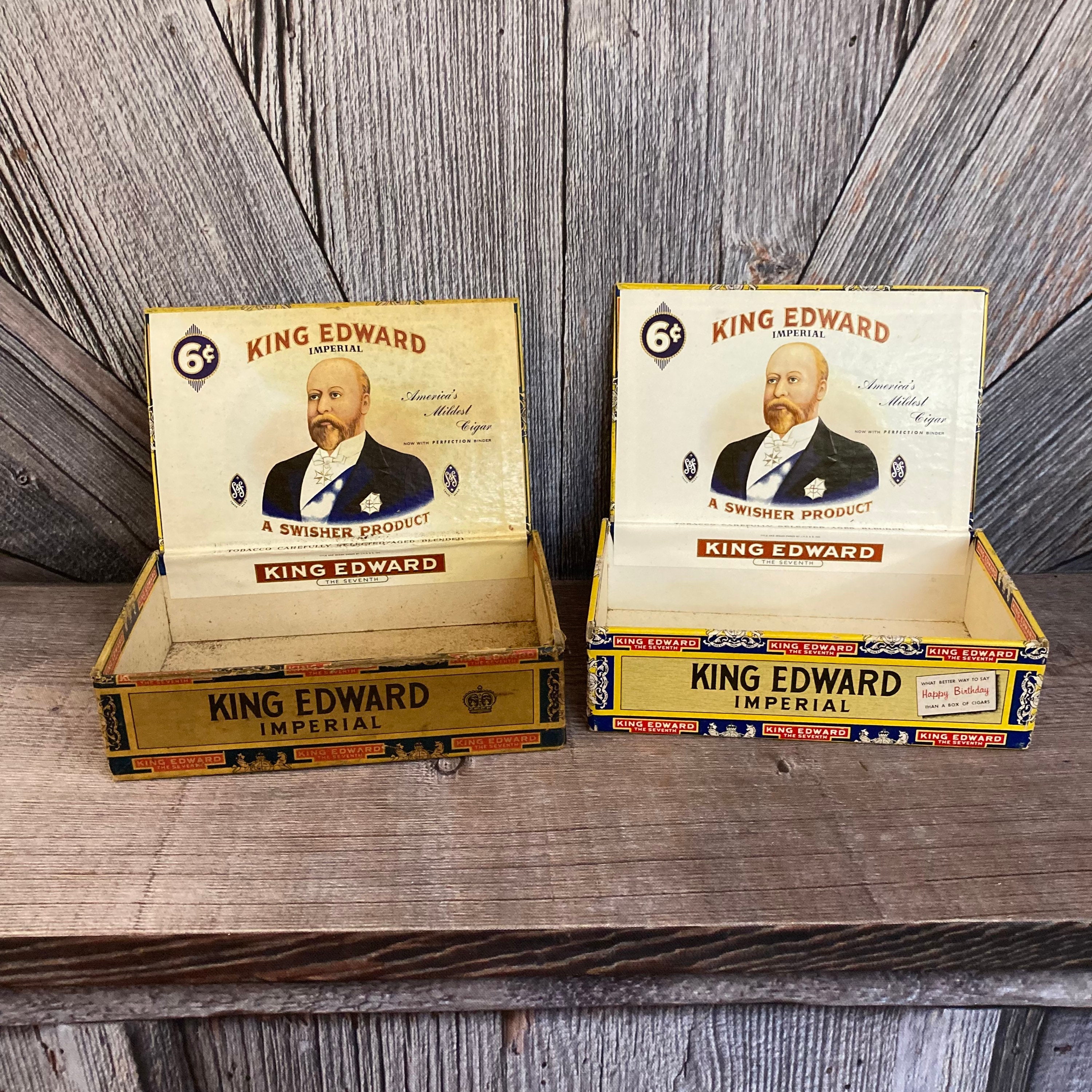 2 Vintage Cigar Boxes Vintage Authentic Cigar Box {king Edwards Imperial}  Vintage Decor Storage Box DIY Repurpose Wood Box Bachelor Gift