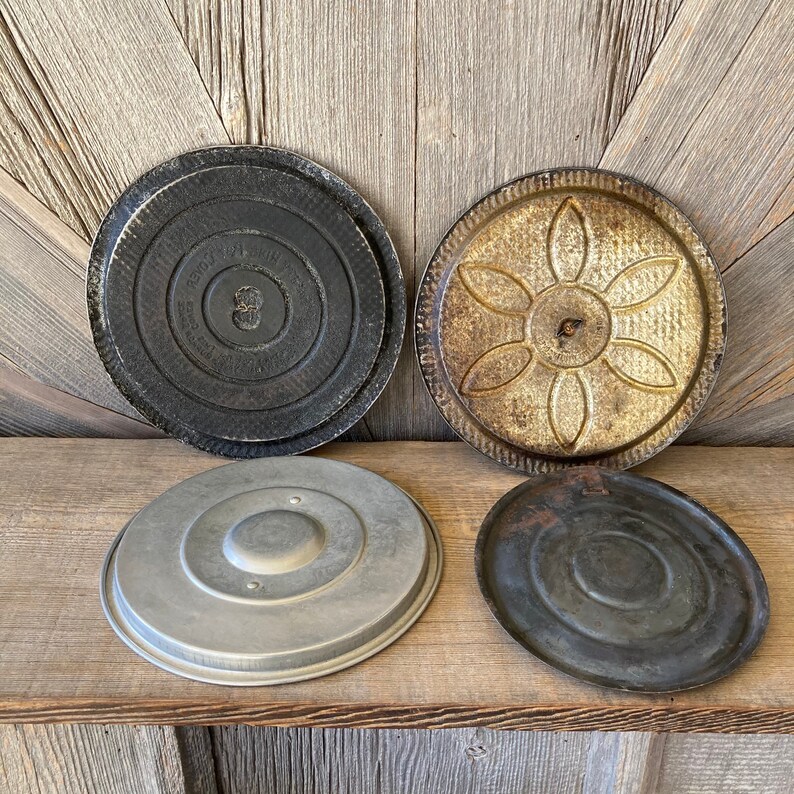 Vintage Metal Lid Aluminum Pot Replacement Lid DIY Rustic Bird Etsy