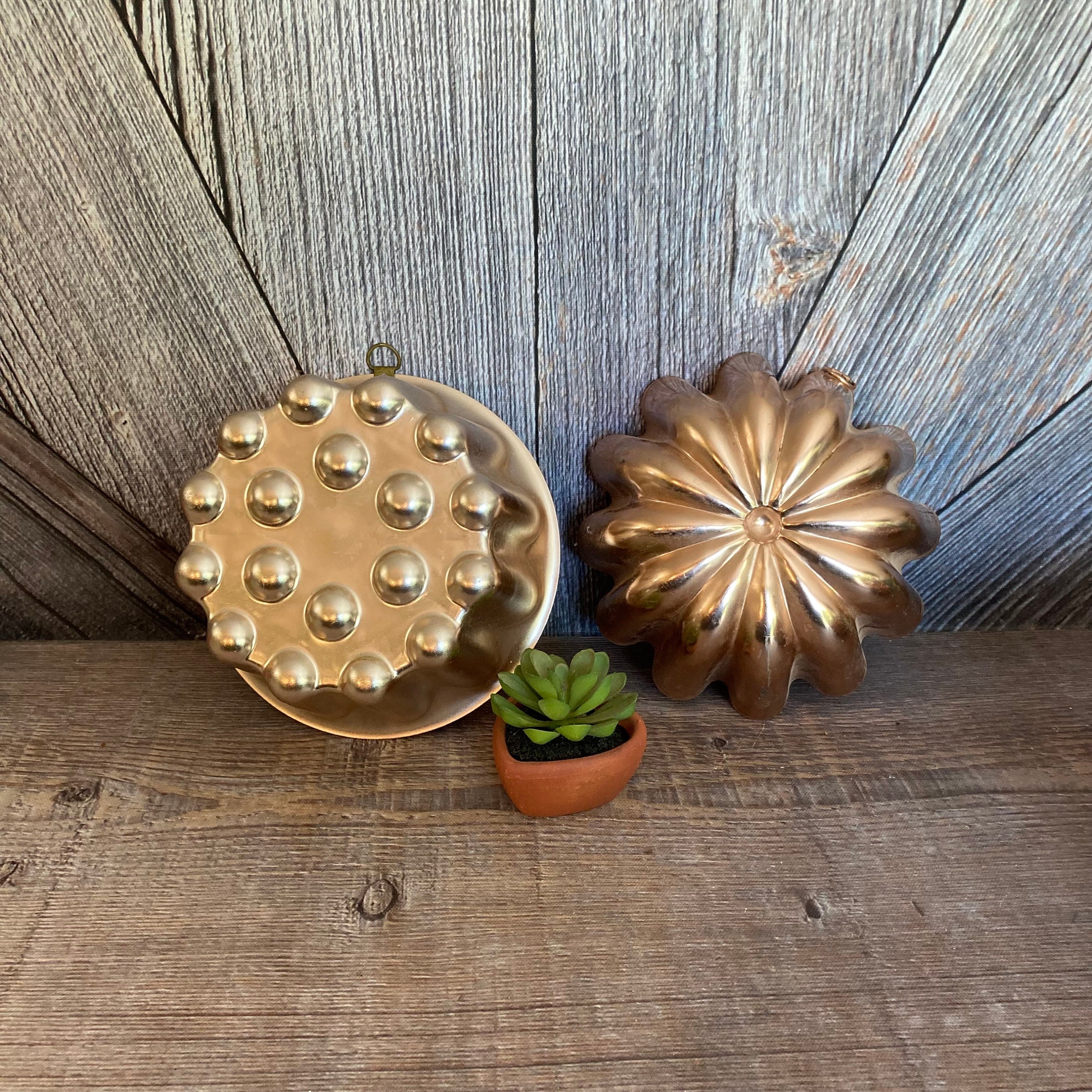 Vintage Jello Molds Copper Metal Farmhouse Decor Wall Hanging