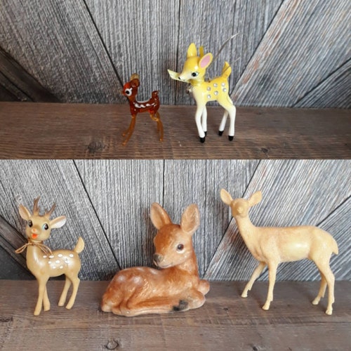 Vintage Pick One Deer Reindeer Christmas Decorations Tree Trimming Ornaments Mid Century 50's 60s Shelf or Tree Ornament Rudolf Santa Sleigh