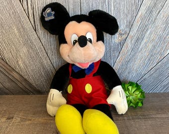 Vintage Mickey Mouse Stuffed Toy Applause {Red Classic Mickey 18 inch Toy} Disney Stuffed Animal Plush Animal Plushie Nursery Decor