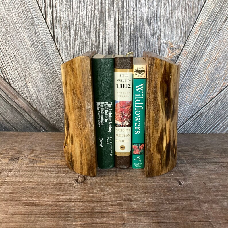 Handmade Wood Bookends Live Edge Solid Wood log Bookends Tree Etsy