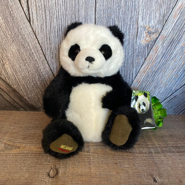 Vintage Panda Bear Plush, Mei Xiang National Zoo Panda, Black and White Bear, Stuffed Animal Teddy Bear, Giant Panda China Bear Ellathesella