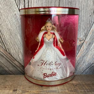 Vintage 2001 Holiday Celebration Barbie Happy Holidays Barbie Millennium{Blonde hair Mattel 50304 Special Edition Christmas} Collectible