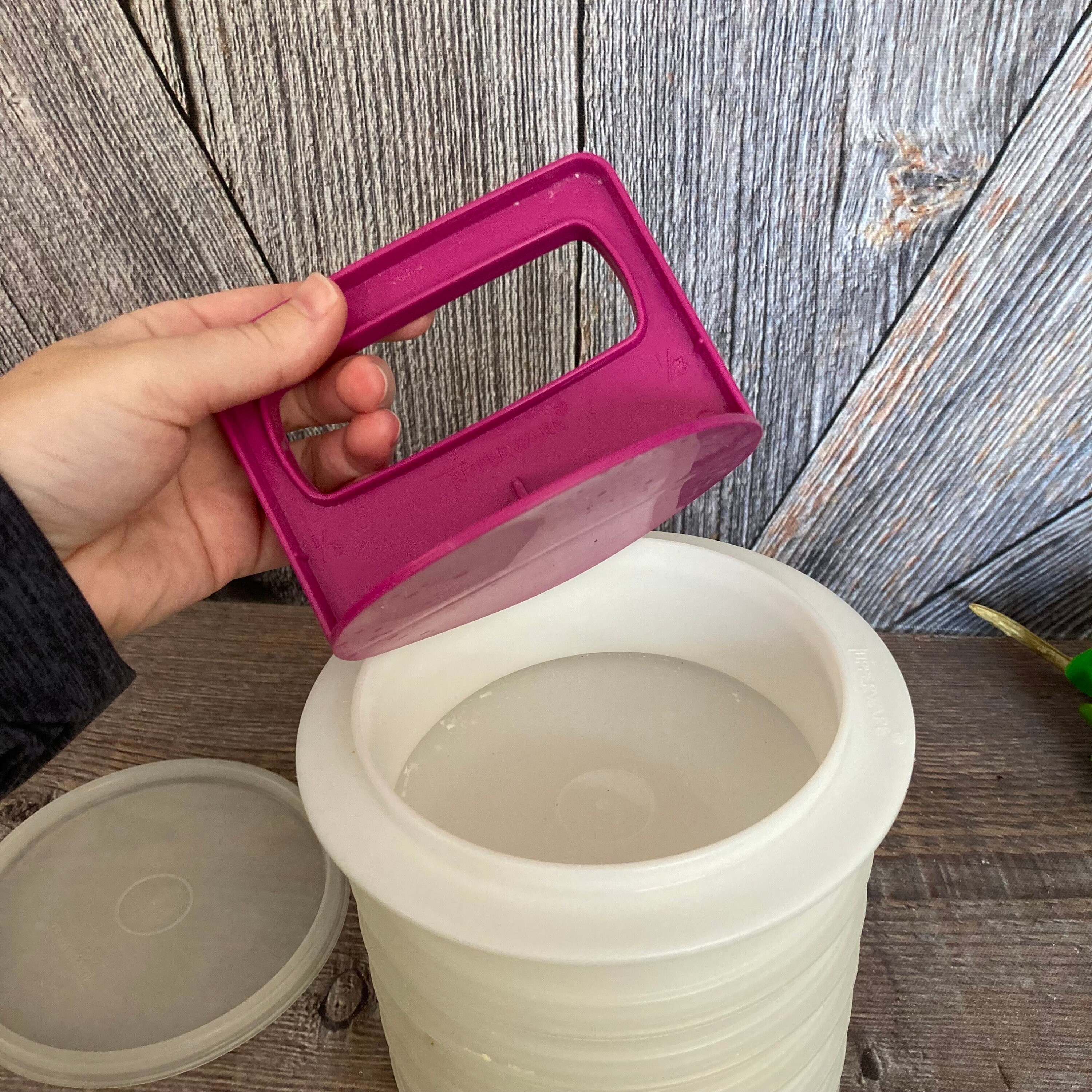 Vintage Tupperware Hamburger Press Keeper Set Clear Quarter Third