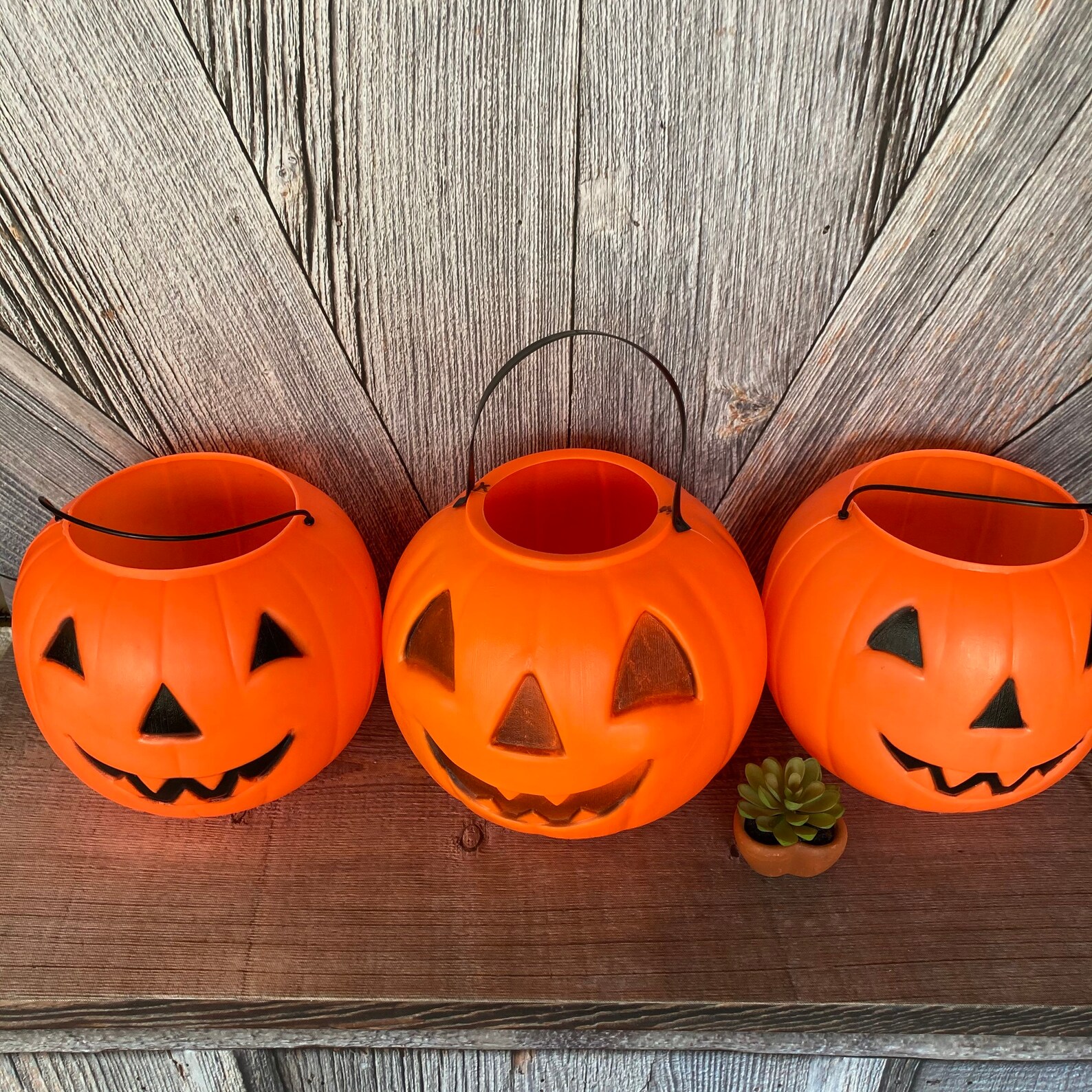 Vintage Pumpkin Halloween Bucket Blow Mold Pumpkin Trick or Etsy