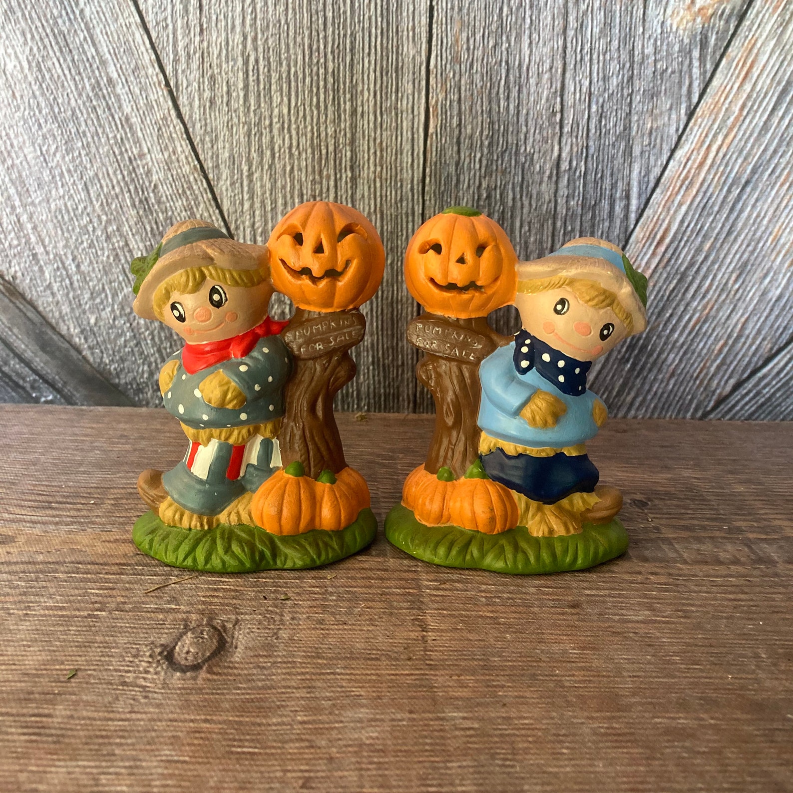 Vintage Halloween Figurines ceramic Pumpkin Scarecrow Etsy