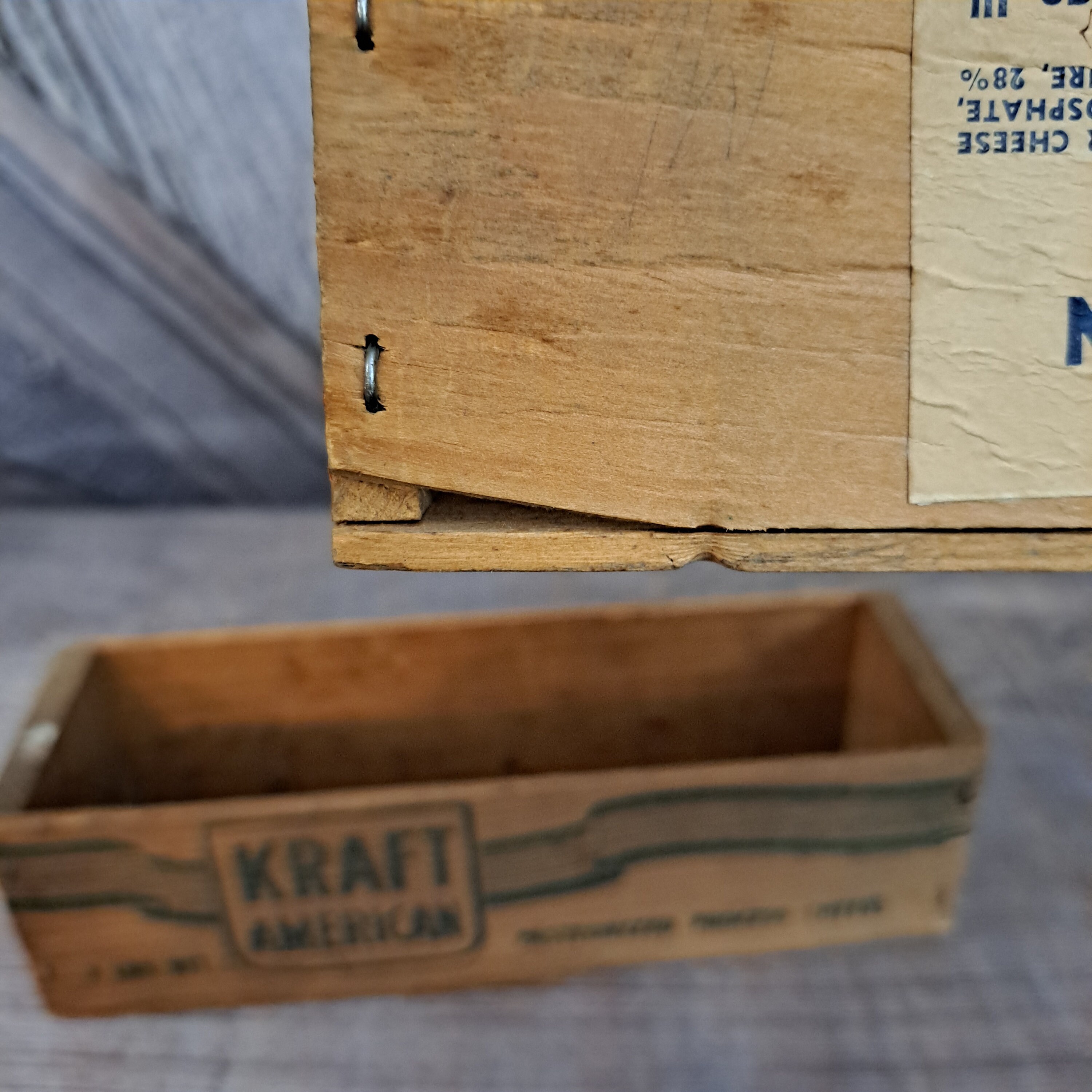 Vintage Wood Cheese Box Kraft American Cheese 2 Lb Box Set of 2 in