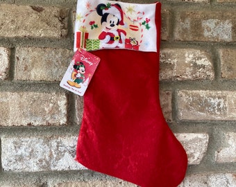 Vintage Mickey Mouse Stocking Disney Christmas Ornaments {Christmas Hanging Stockings Ornament Craft Supply Large Holiday} Santa Claus