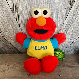 Vintage Toss and Tickle Me Elmo Plush DOES NOT WORK Stuffed Sesame Street Plush Toys Tyco 1997 Stuffed 90s Toy Nursery Baby Shower