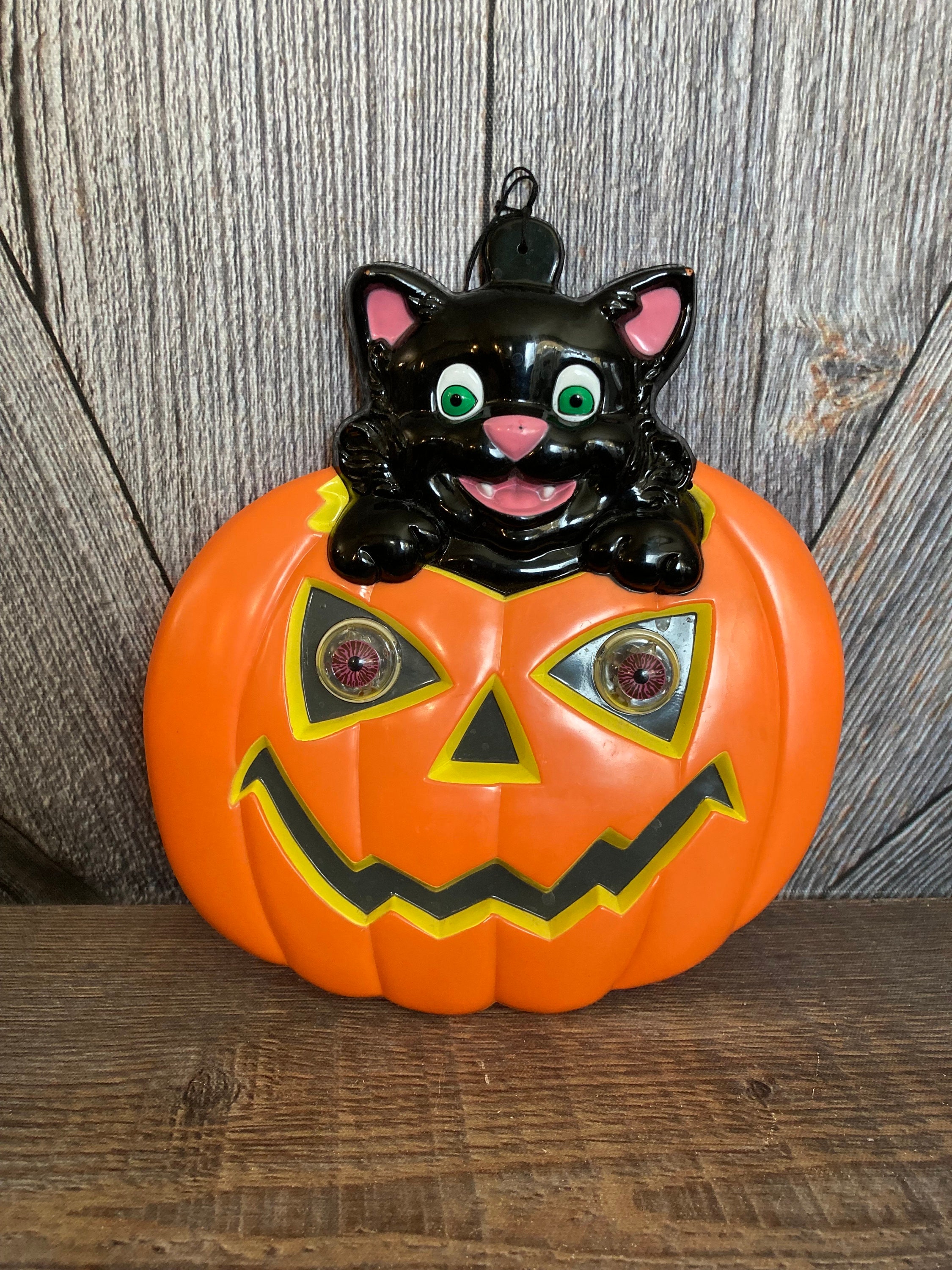 Vintage Halloween Decoration Black Cat Plastic Light up Party 