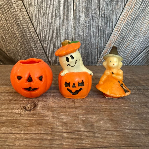 Vintage Halloween Candle Gurley Jack O Lantern Pumpkin Ghost Witch Pick 1 {Wax Decorative Halloween Candle Halloween Decoration} Halloween
