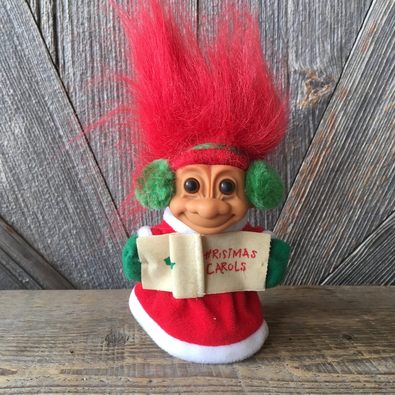 Vintage Christmas Caroler Troll Doll Decoration Winter Etsy